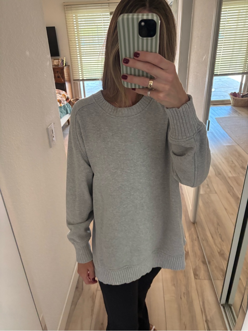 aerie Light Gray Crewneck Sweater